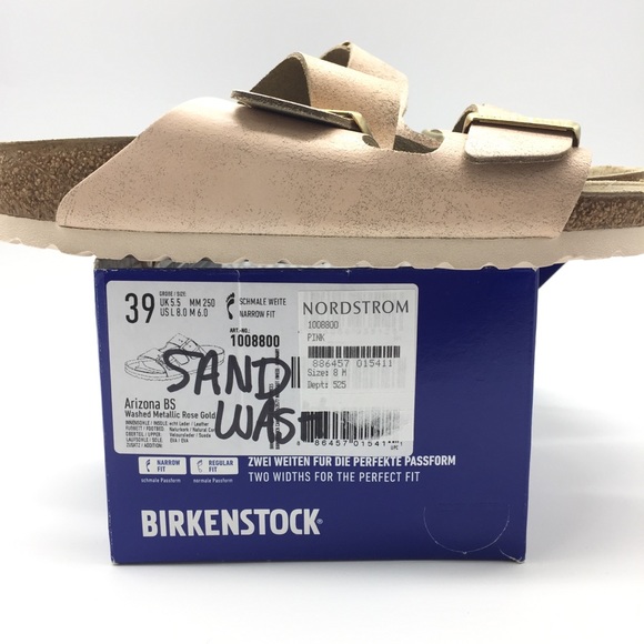 Birkenstock Arizona Washed Metallic Rose Gold Size 39 - Picture 6 of 6